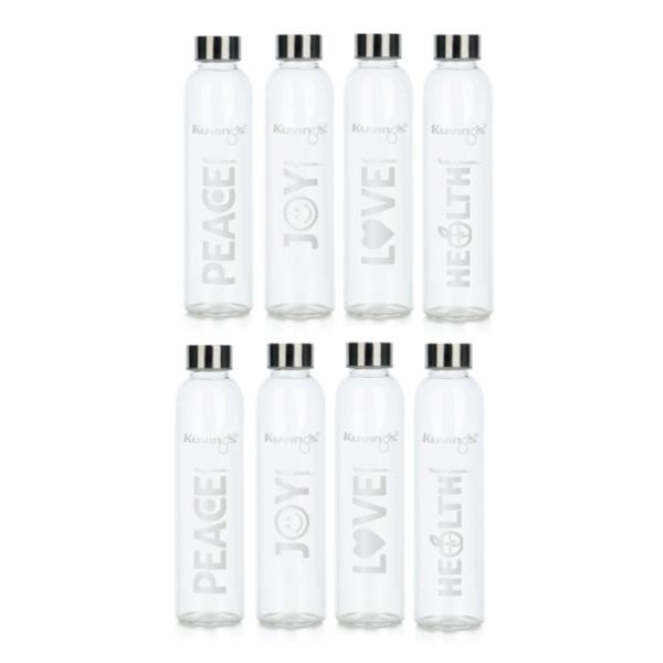 600ml Kuvings Love Peace Joy Glass Bottles – 8 Pack-Just Juicers