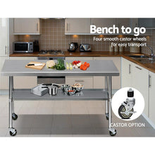 Load image into Gallery viewer, Cefito 1829 x 762mm Commercial Stainless Steel Kitchen Bench with 4pcs Castor Wheels-Bench-Just Juicers