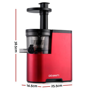 Devanti Cold Press Slow Juicer - Red-Appliances > Kitchen Appliances-Just Juicers