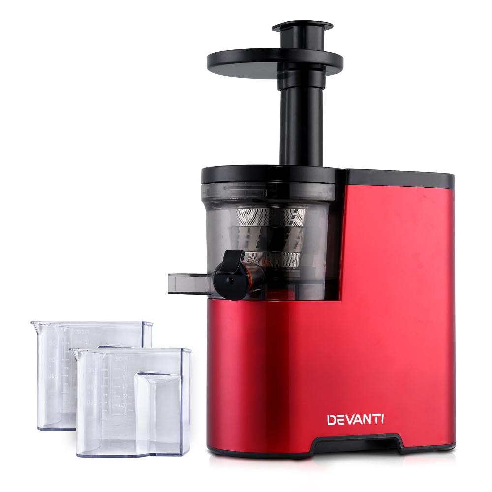 Devanti Cold Press Slow Juicer - Red-Appliances > Kitchen Appliances-Just Juicers