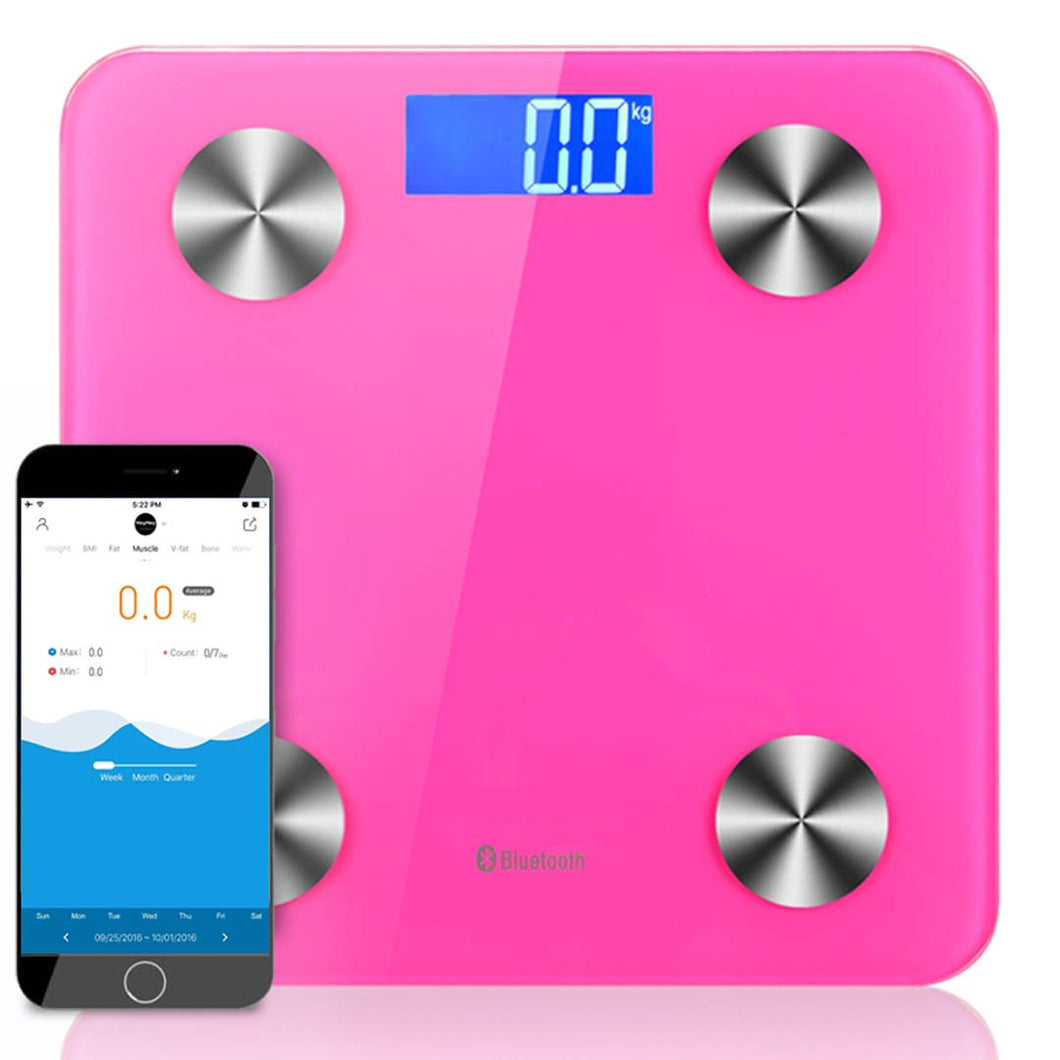 Digital Body Fat Scale Soga Wireless Bluetooth Health Analyser - Pink-Scales-Just Juicers