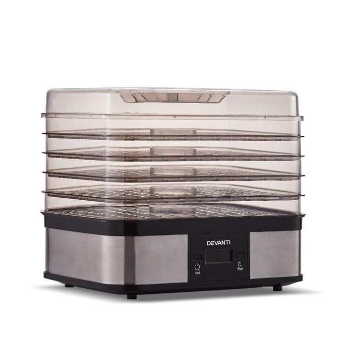 Food Dehydrator Devanti 5 Tray Plastic - Silver-Dehydrator-Just Juicers
