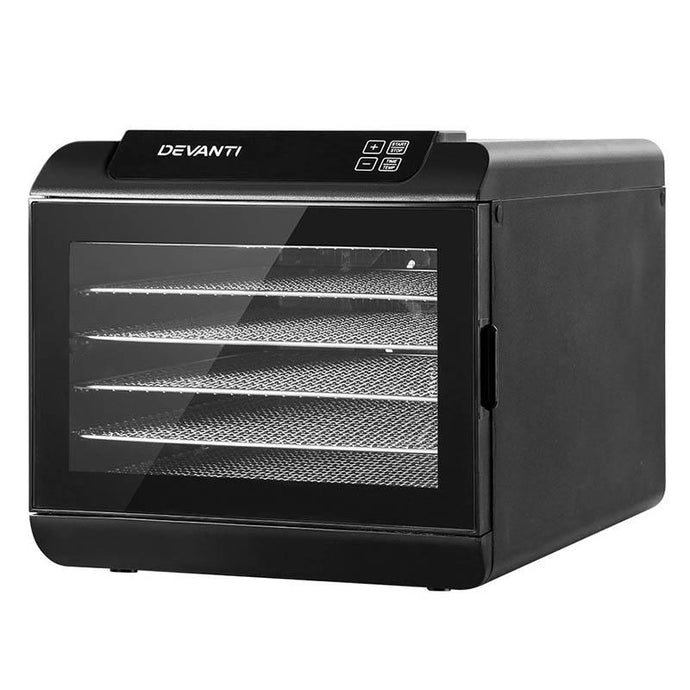 Food Dehydrator Devanti 6 Tray Stainless Steel - Black-Dehydrator-Just Juicers Devanti Dehydrator