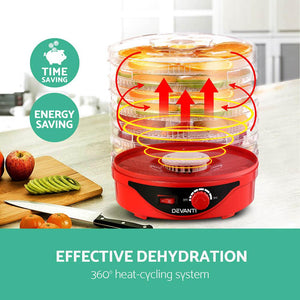 Food Dehydrator Devanti 7 Tray Plastic - Red-Dehydrator-Just Juicers
