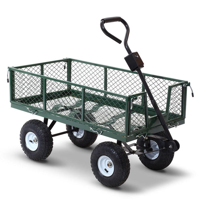 Gardeon Mesh Garden Steel Cart - Green-Garden-Just Juicers - green trolley
