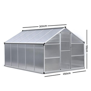 Greenhouse Greenfingers Aluminium & Polycarbonate 3.0m x 2.5m x 2.0m-Greenhouse-Just Juicers