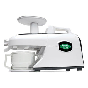 Greenstar Elite White Jumbo Twin Gear Masticating Juicer-cold pressed juice