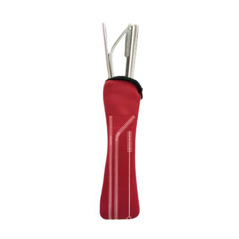 Kuving Reusable Stainless Steel Straws Set With Cleaner Brush - Red Bag-Accessory-Just Juicers