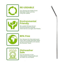 Load image into Gallery viewer, Kuvings Reusable Stainless Steel Straws Set With Cleaner Brush - Green Bag-Accessory-Just Juicers