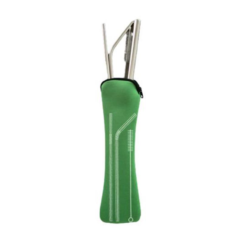 Kuvings Reusable Stainless Steel Straws Set With Cleaner Brush - Green Bag-Accessory-Just Juicers