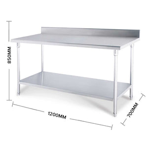 Prep Work Bench Soga 120 x 70 x 85cm Stainless Steel With Backboard-Bench-Just Juicers