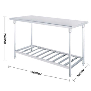 Prep Work Bench Soga 150 x 70 x 85cm Stainless Steel With Slats-Bench-Just Juicers