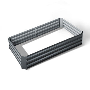 Raised Garden Bed Greenfingers Galvanised Steel 150cm x 90cm - Aluminium Grey-Planter - Vegetable Garden Beds