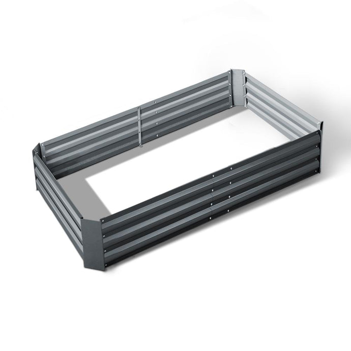 Raised Garden Bed Greenfingers Galvanised Steel 150cm x 90cm - Aluminium Grey-Planter - Vegetable Garden Beds