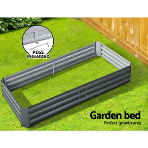 Raised Garden Bed Greenfingers Galvanised Steel 210cm x 90cm x 30cm - Aluminium Grey-Planter-Just Juicers