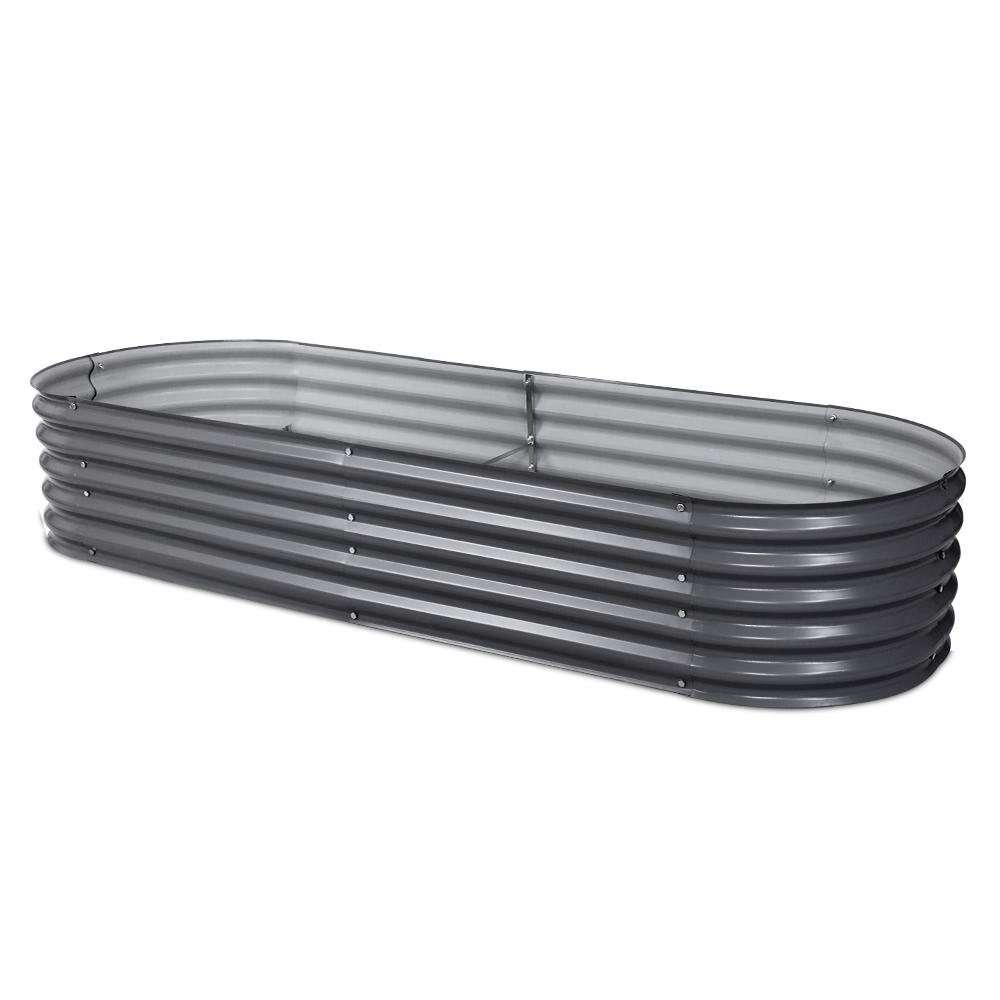 Raised Garden Bed Greenfingers Galvanised Steel 240cm x 80cm x 42cm - Grey-Planter-Just Juicers - best raised garden beds australia