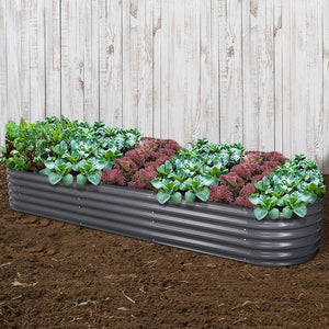 Raised Garden Bed Greenfingers Galvanised Steel 320cm x 80cm x 42cm - Grey-Planter-Just Juicers