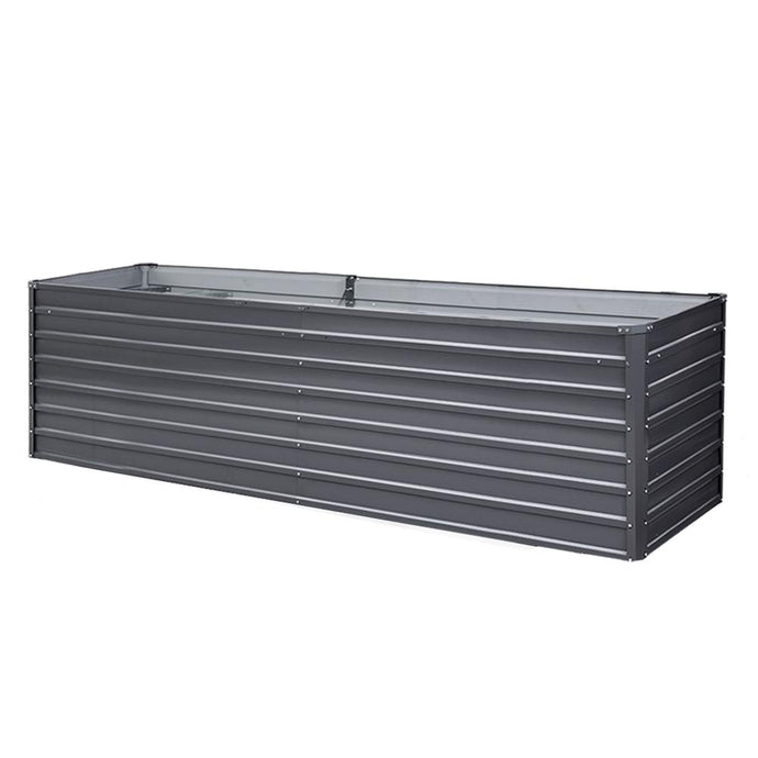 Raised Garden Bed Greenfingers Galvanised Steel 320cm x 80cm x 77cm - Aluminium Grey-Planter-Just Juicers - Greenfingers Garden Bed