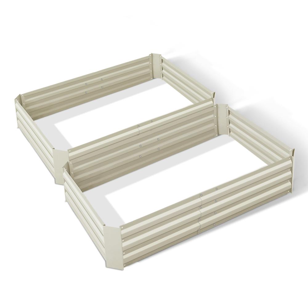Raised Garden Bed x 2 Greenfingers Galvanised Steel 120cm x 90cm x 30cm - Cream-Planter-Just Juicers