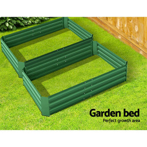 Raised Garden Bed x 2 Greenfingers Galvanised Steel 120cm x 90cm x 30cm - Green-Planter-Just Juicers