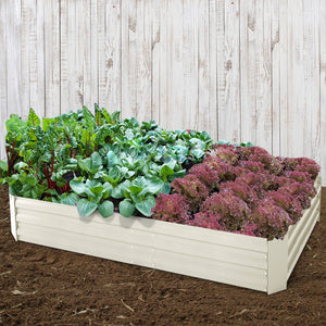 Raised Garden Bed x 2 Greenfingers Galvanised Steel 150cm x 90cm x 30cm - Cream-Planter-Just Juicers