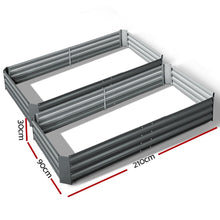 Load image into Gallery viewer, Raised Garden Bed x 2 Greenfingers Galvanised Steel 210cm x 90cm x 30cm - Grey-Just Juicers