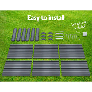 Raised Garden Bed x 2 Greenfingers Galvanised Steel Hexgon 130cm x 130cm x 46cm - Grey-Planter-Just Juicers