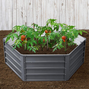 Raised Garden Bed x 2 Greenfingers Galvanised Steel Hexgon 130cm x 130cm x 46cm - Grey-Planter-Just Juicers