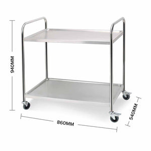 Utility Food Trolley Soga 2 Tier 86 x 54 x 94 cm Stainless Steel-Bench-Just Juicers