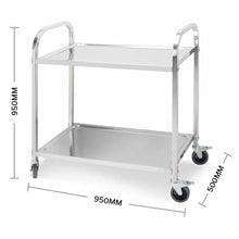 Load image into Gallery viewer, Utility Food Trolley Soga 2 Tier 95x50x95cm Stainless Steel-Bench-Just Juicers