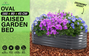 Raised Garden Bed Home Ready Galvanised Steel 160cm x 80cm x 45cm - Grey