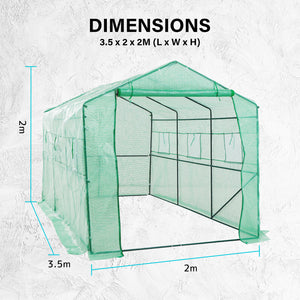 Backyard Greenhouse With PE Cover 3.5m x 2.0m x 2.0m
