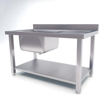 Load image into Gallery viewer, Work Bench With Sink Soga 160 x 70 x 85 cm Stainless Steel With Backboard-Bench-Just Juicers