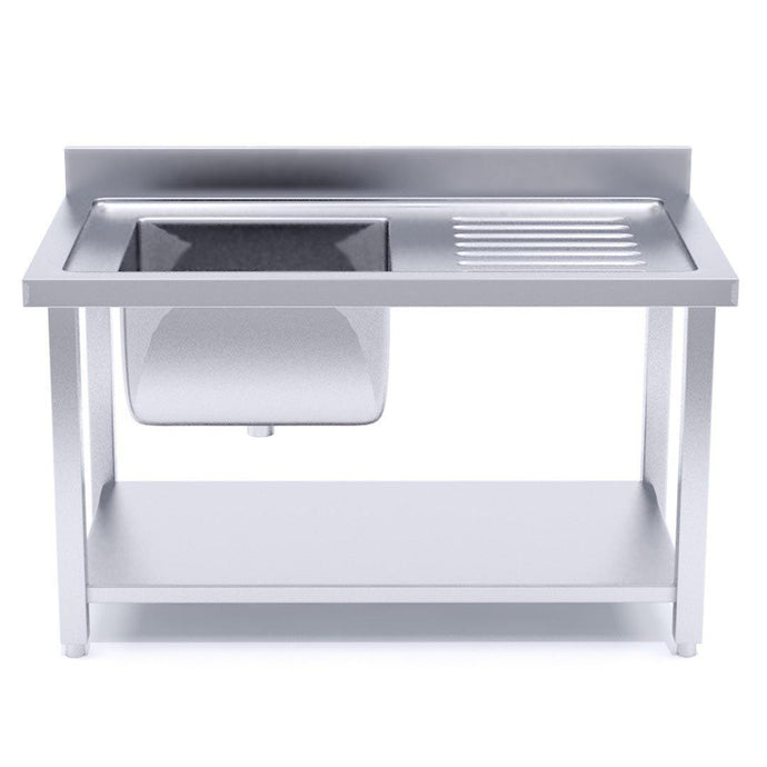 Work Bench With Sink Soga 160 x 70 x 85 cm Stainless Steel With Backboard-Bench-Just Juicers