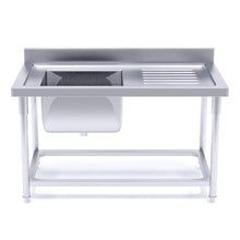 Load image into Gallery viewer, Work Bench With Sink Soga 160 x 70 x 85cm Stainless Steel With Blank Base-Bench-Just Juicers