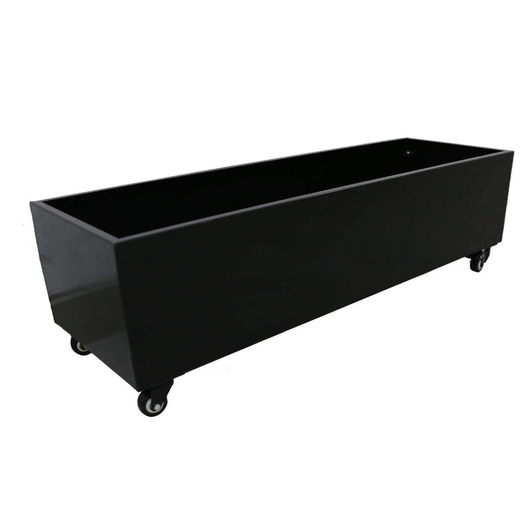 long planter box on wheels and planter beds